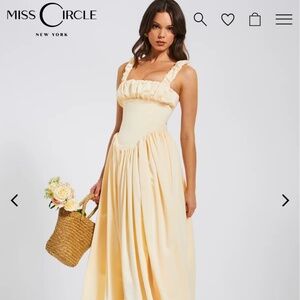 Miss Circle Noreen Egg White Satin Drop Waist Dress - Size M / US 6-8